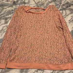 Pink lace long sleeve shirt